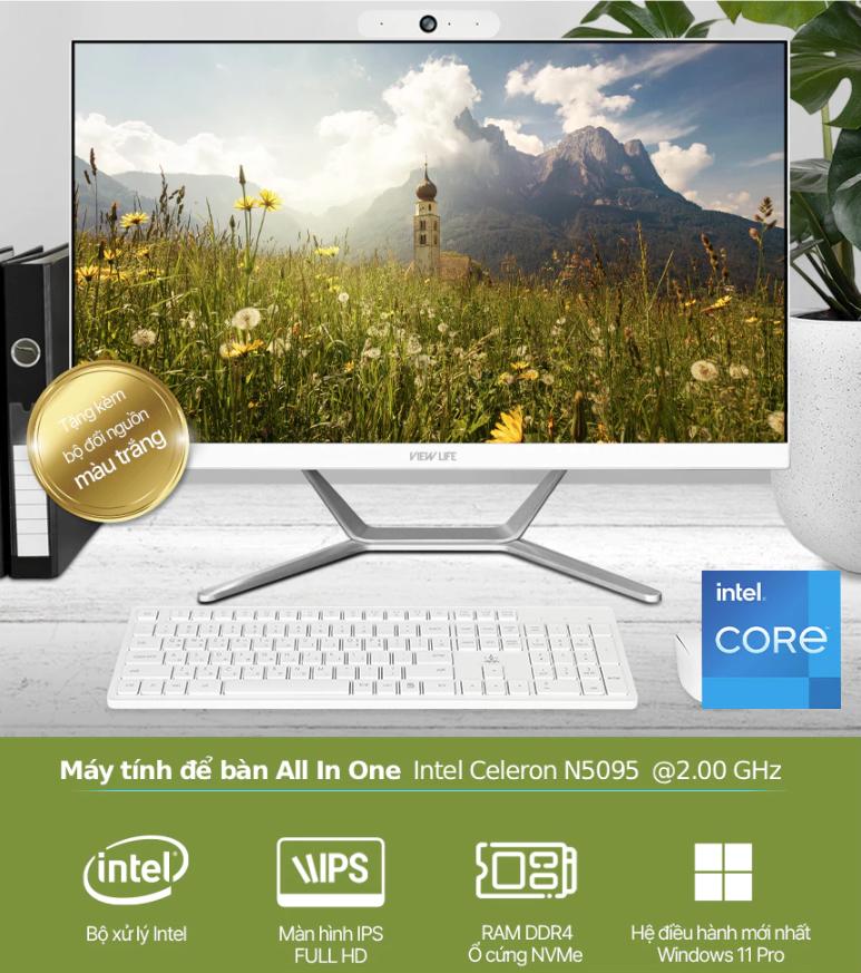 Máy tính All In One PC ViewLife Intel Core N5095. 8GB 128GB NVME 23.8inch