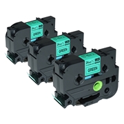 Nhãn TZe siêu dẻo - Chữ đen trên nền xanh lá 24mm